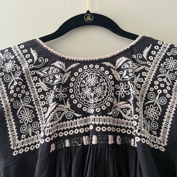 Ulla Johnson Embroidered Tunic Dress - Size 8 - Black with Lilac stitching - Picture 8 of 12